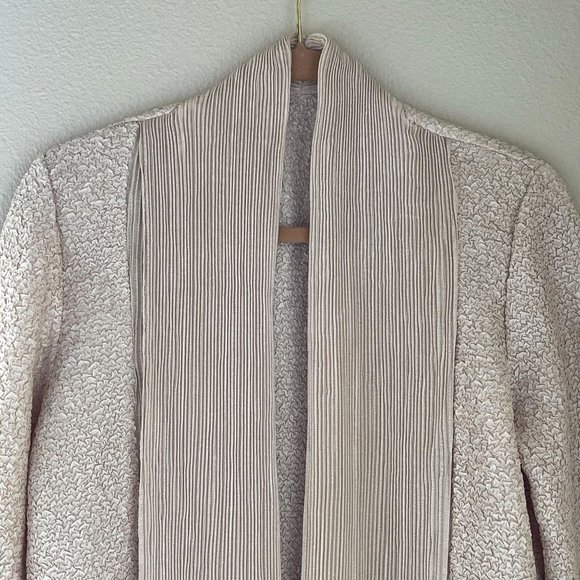 4/$25 Betas Choice‎ Cardigan Crinkle Accordion Pleated Texture Gold Open Front - Picture 3 of 12